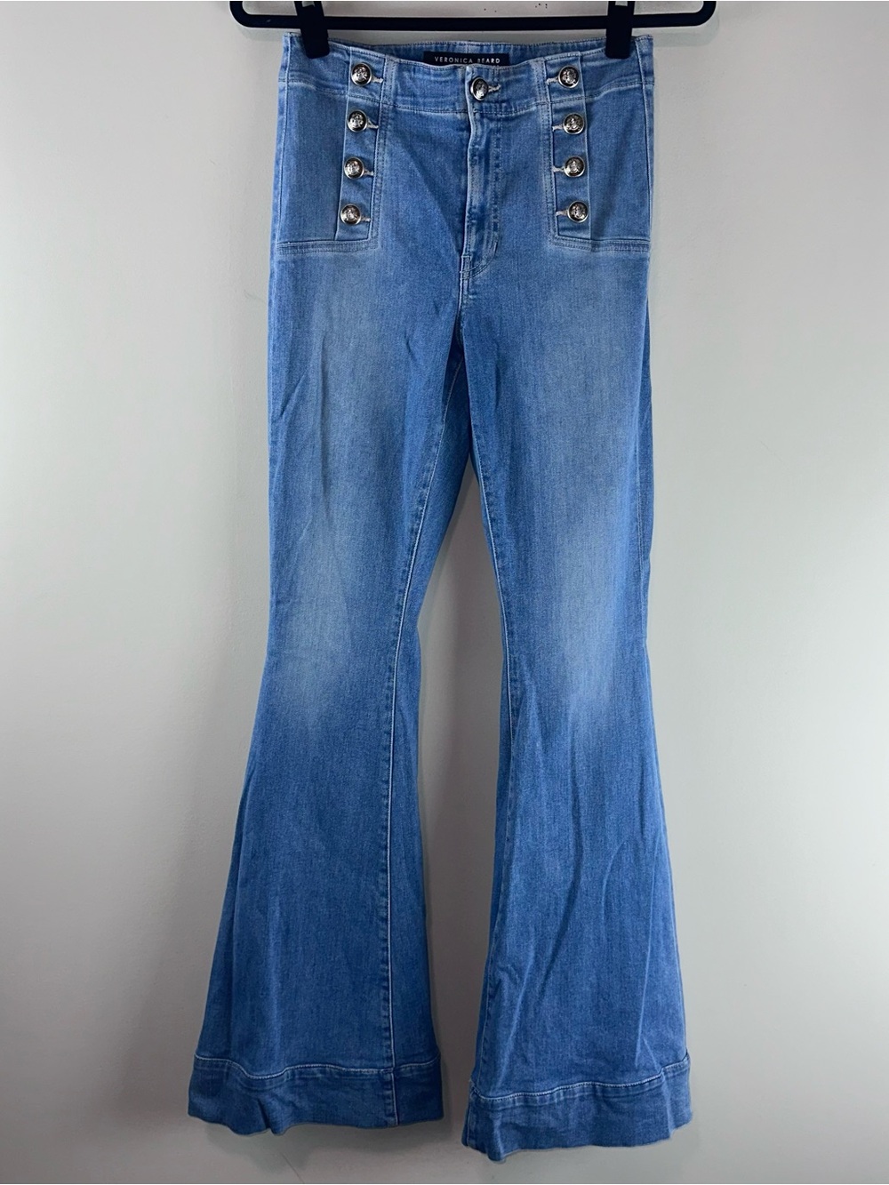 Veronica Beard Jeans Sheridan Exaggerated Flare High Rise Jeans Sailor Size 27